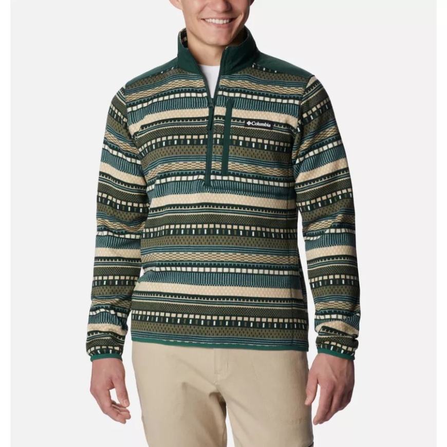 メンズ セーター ウェザー II プリント フリース ハーフジップ プルオーバー コロンビア スプルース アプレ ストライプ