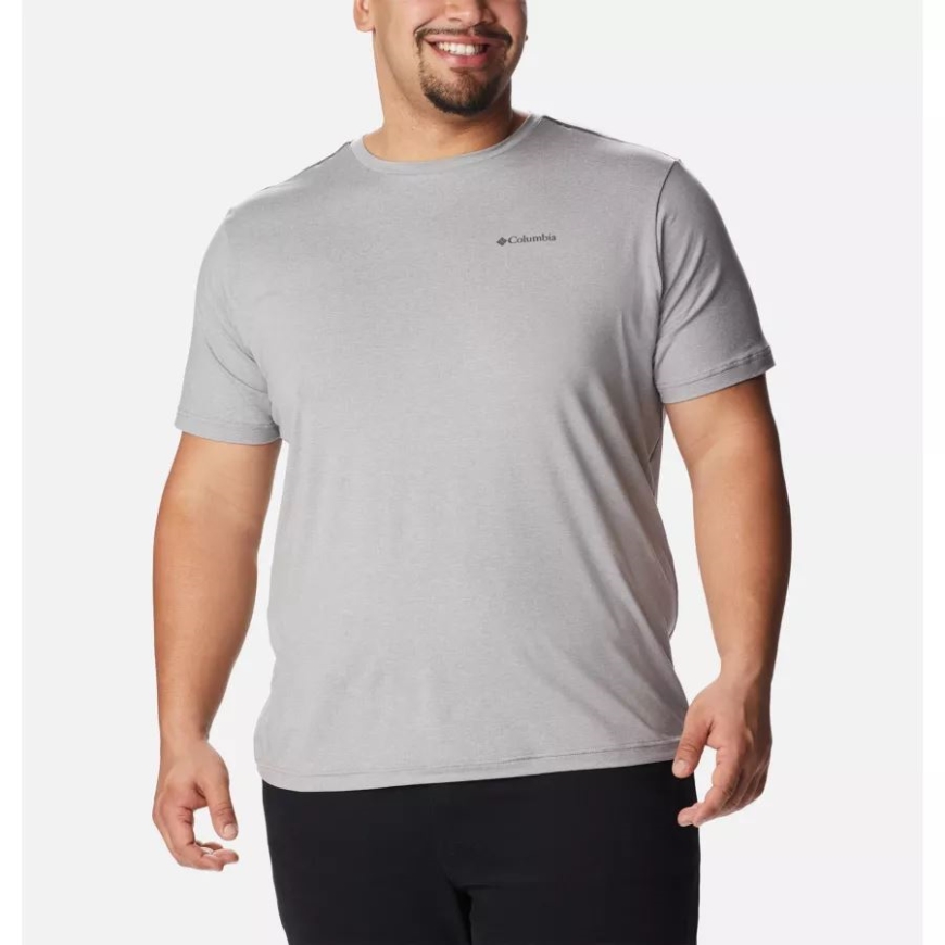 メンズ テック トレイル クルーネック シャツ ビッグ クール グレー コロンビア