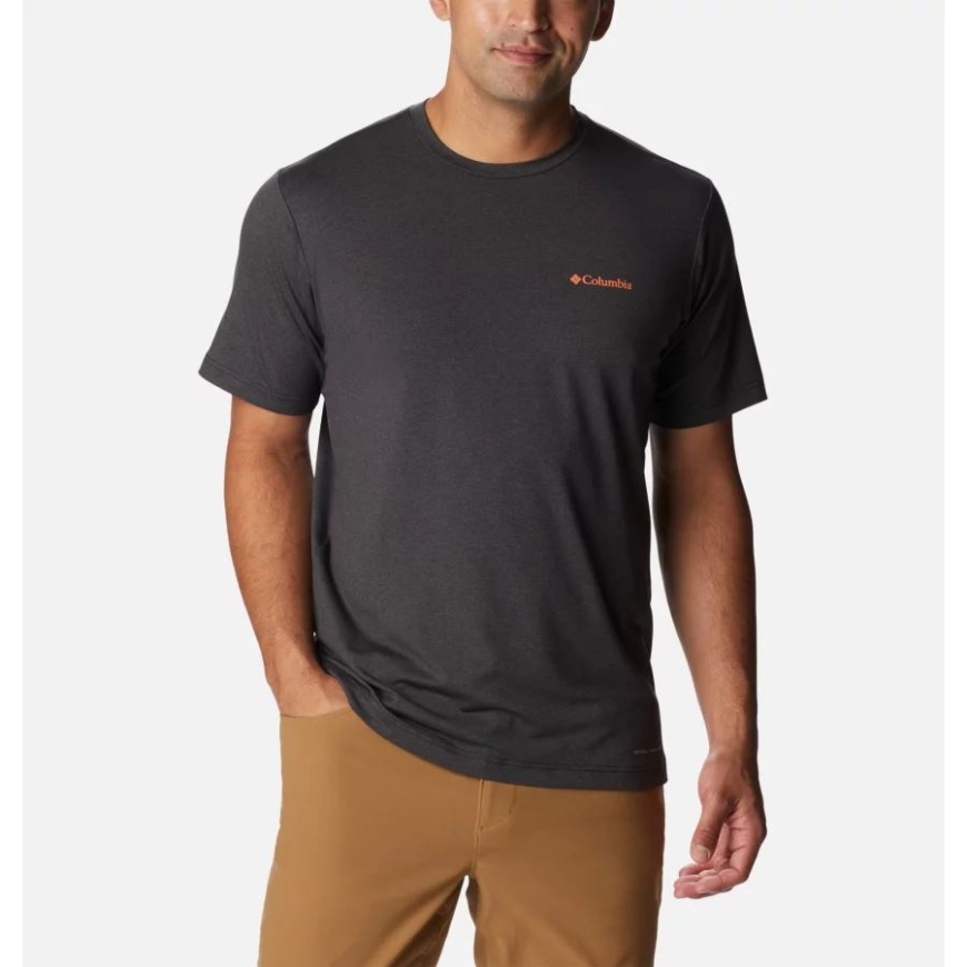メンズ テック トレイル グラフィック Tシャツ ブラック Hthr/シェイディー ピークス グラフィック コロンビア
