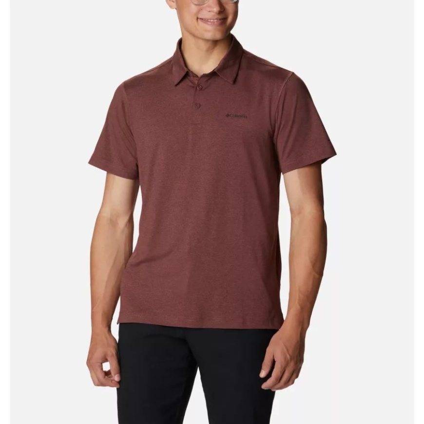 メンズ テックトレイル ポロシャツ コロンビア ライトレーズンヘザー