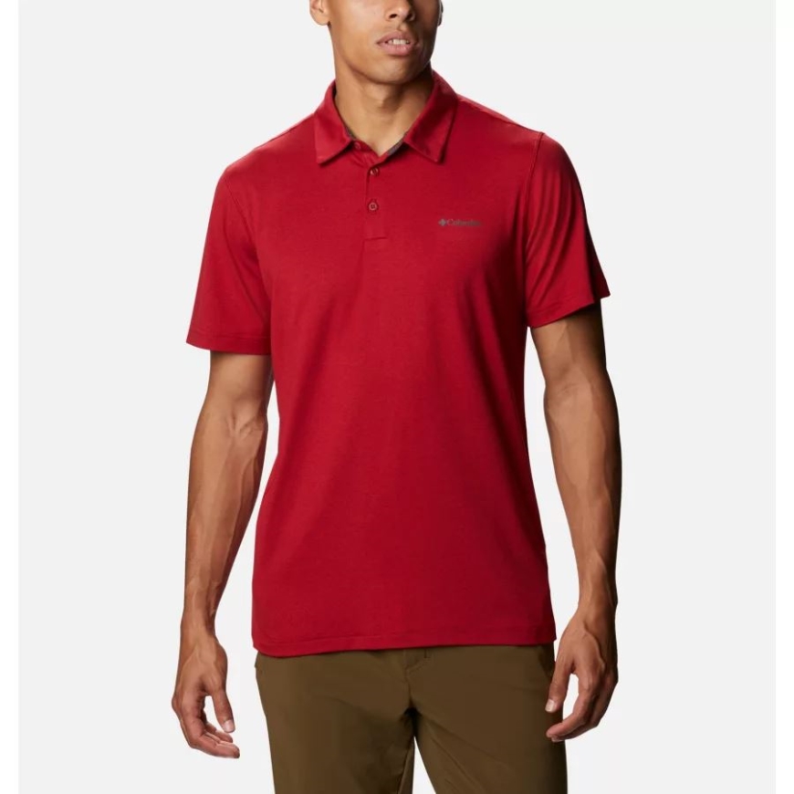 メンズ テック トレイル ポロシャツ レッド ベルベット コロンビア