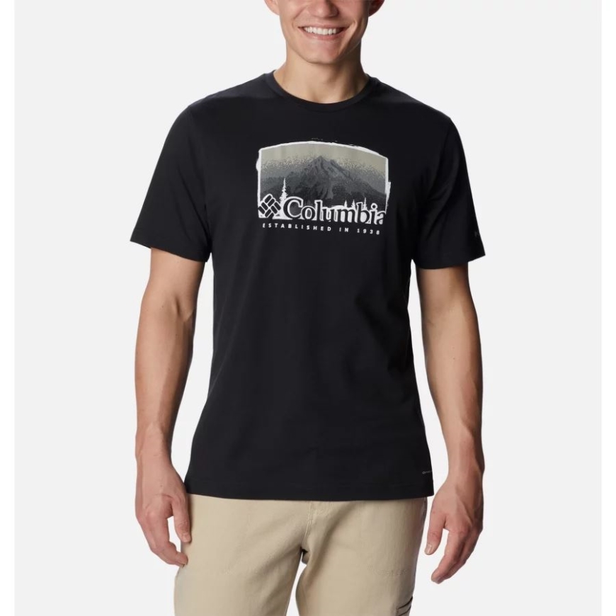 メンズ シスルタウン ヒルズ グラフィック Tシャツ ブラック/フォギー ヘブン コロンビア ブランド