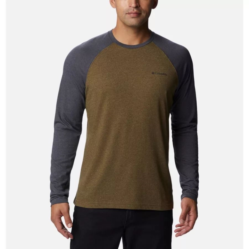 メンズ シスルタウン ヒルズ ラグラン シャツ オリーブ グリーン ヘザー/シャーク ヘザー コロンビア