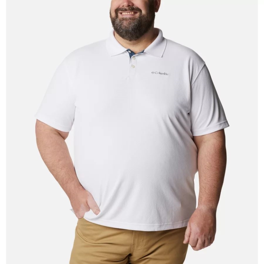 男性用利用者ポロシャツ ビッグ ホワイト コロンビア