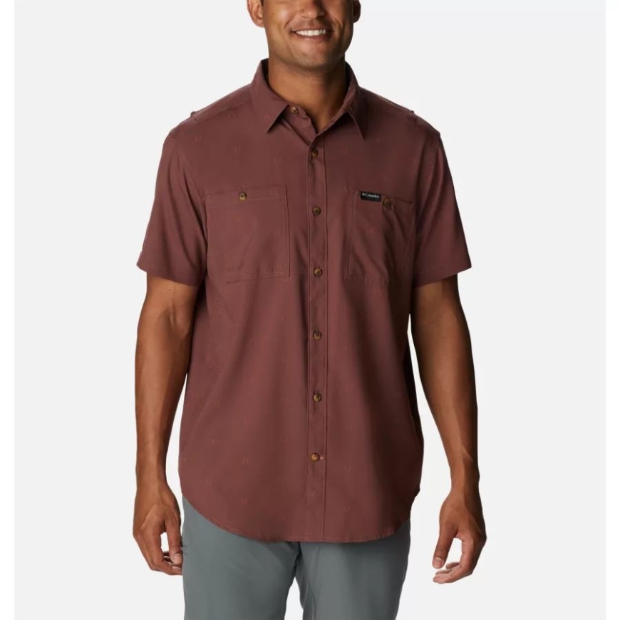 メンズ ユーバー プリント ウーブン ショートスリーブ シャツ コロンビア ライトレーズン ハンモック