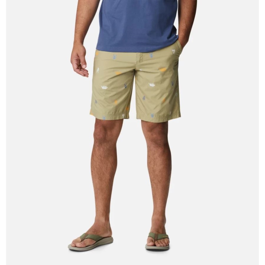 メンズウォッシュアウトカジュアルプリントショーツコロンビアセイボリーキャンプソーシャルマルチプリント