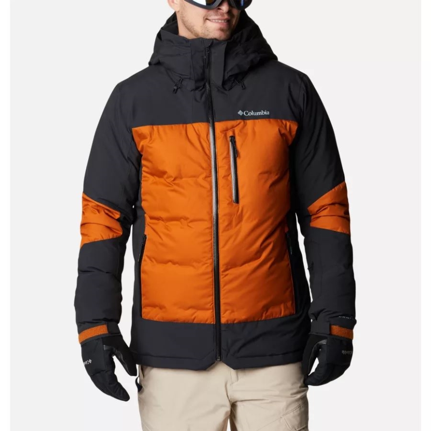 メンズ ワイルドカード II ウォータープルーフ フード付き スキー ダウン ジャケット コロンビア ウォーム コッパー/ブラック
