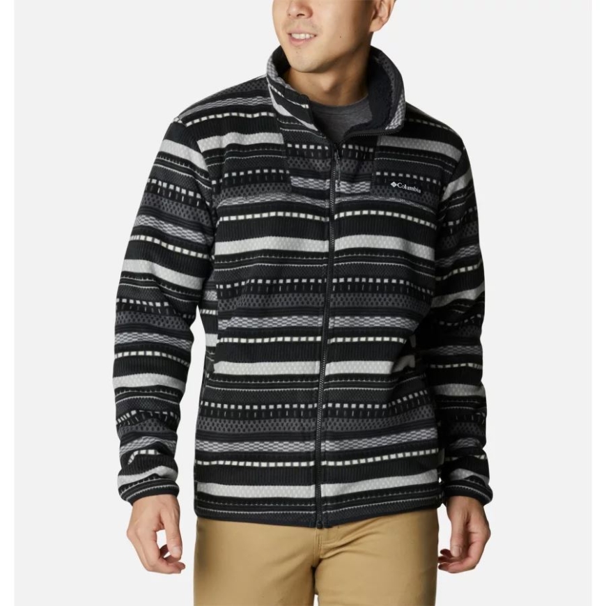 メンズ ウィンター パス シェルパ フリース ジャケット シャーク アプレ ストライプ プリント コロンビア