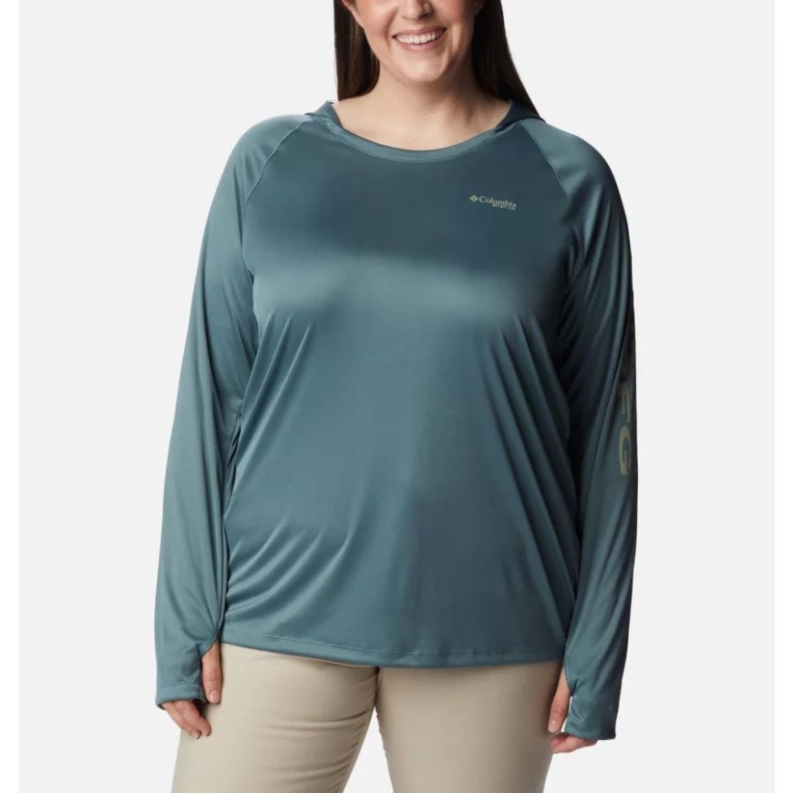 メタル/サファリ ロゴ レディース Pfg タイダル ティー パーカー プラスサイズ コロンビア