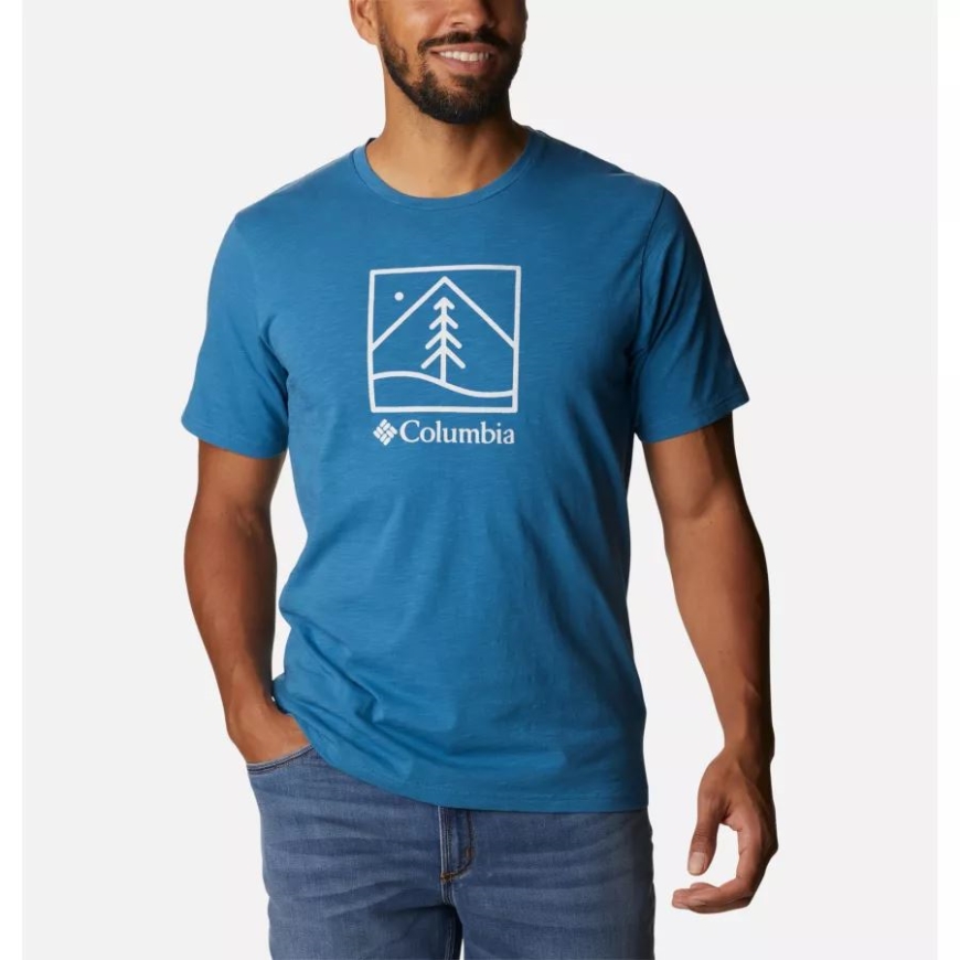 ミネラル ブルー/プラント イット グラフィック コロンビア メンズ ブレーク イット ダウン Tシャツ