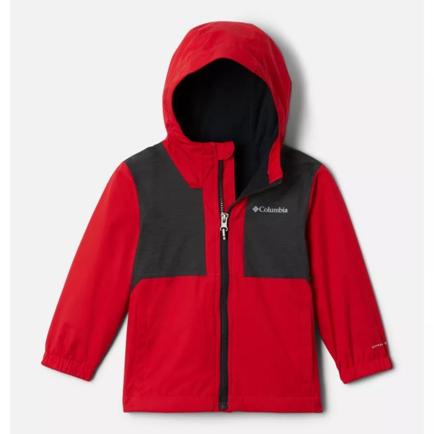 マウンテン レッド/ブラック スラブ ボーイズ 幼児 レイン トレイルズ フリース ライニング ジャケット コロンビア