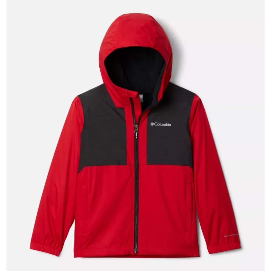マウンテン レッド/ブラック スラブ コロンビア ボーイズ レイン トレイル フリース ライニング ジャケット