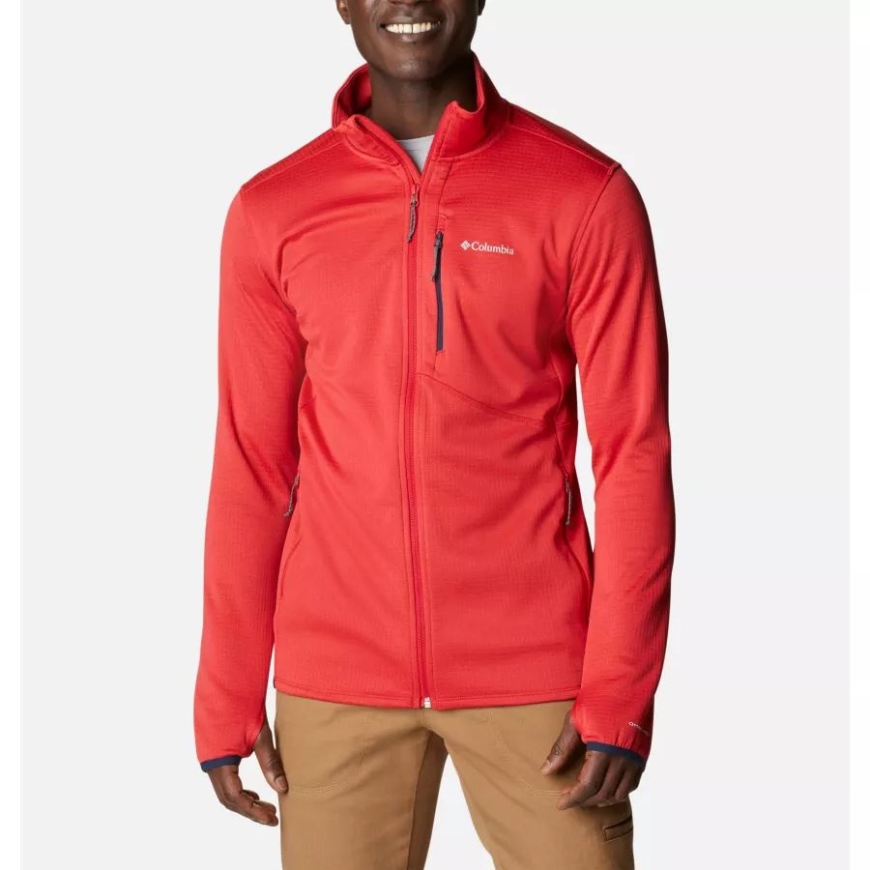 マウンテンレッドヘザーコロンビアメンズパークビューフルジップフリースジャケット