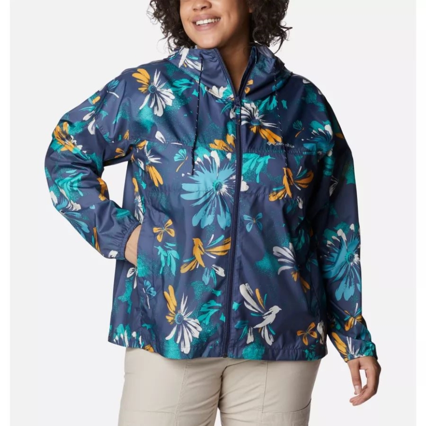 夜行性のデイジー パーティー マルチ プリント コロンビア女性のフラッシュ チャレンジャー ノベルティ ウインドブレーカー ジャケット プラス サイズ