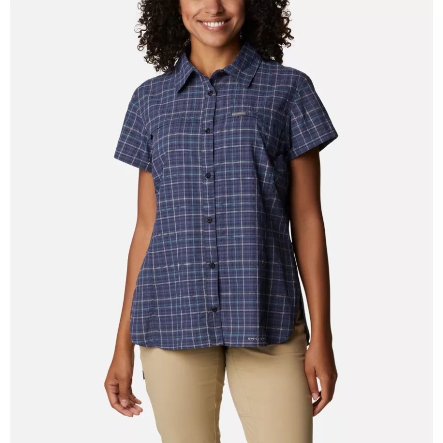 夜行性標高グリッド コロンビア レディース シルバー リッジ ノベルティ 半袖シャツ