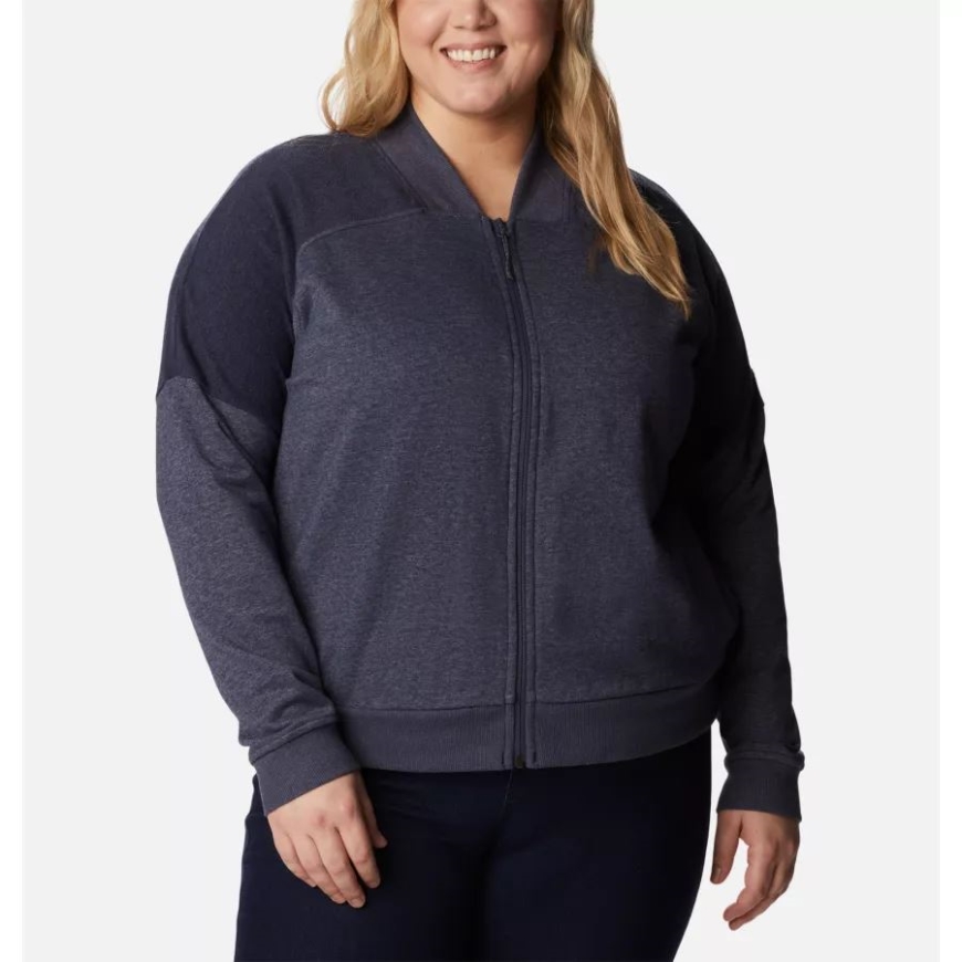 ノクターナル ヘザー コロンビア レディース コロンビア ロッジ フレンチ テリー​​ フルジップ ジャケット プラスサイズ
