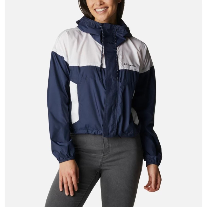 ノクターナル/ホワイト レディース フラッシュ チャレンジャー クロップド ウィンドブレーカー ジャケット コロンビア