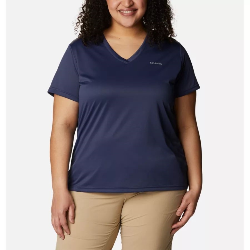 夜行性女性コロンビアハイキング半袖 V ネックシャツプラスサイズコロンビア