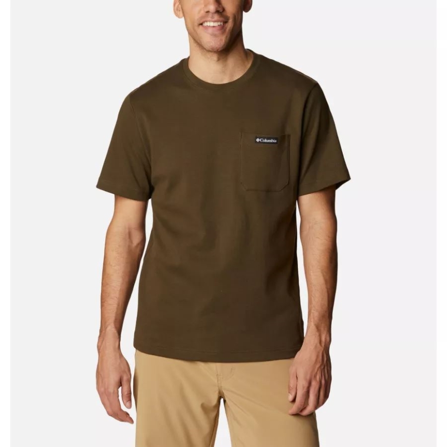 オリーブ グリーン コロンビア メンズ ヘリテージ パーク ポケット T シャツ
