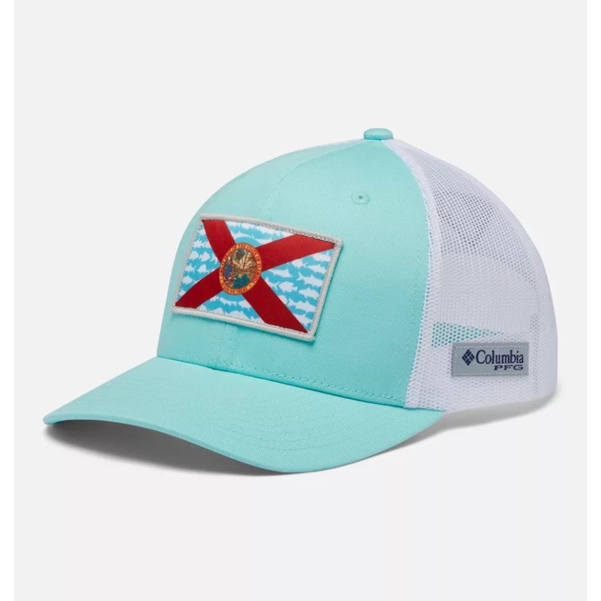 Pfg フィッシュ フラッグ メッシュ スナップバック ハイ クラウン コロンビア ガルフ ストリーム/フロリダ フラッグ
