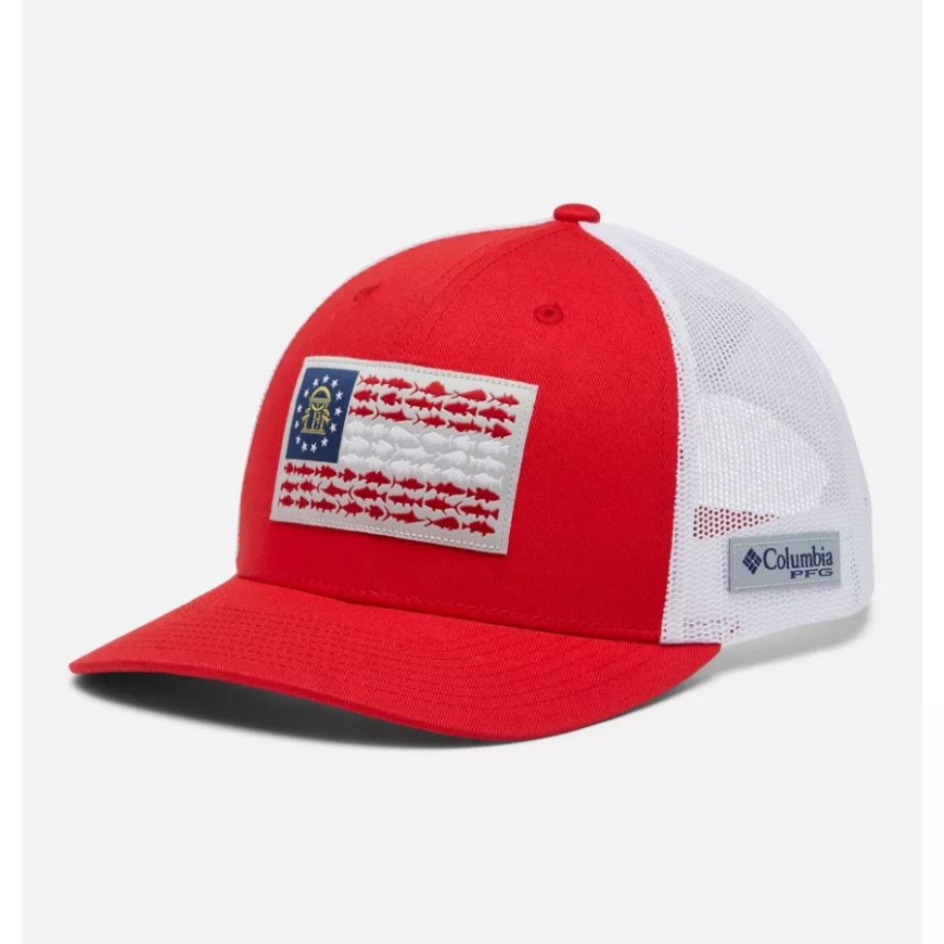 Pfg フィッシュ フラッグ メッシュ スナップバック ハイ クラウン レッド スパーク/ジョージア フラッグ コロンビア