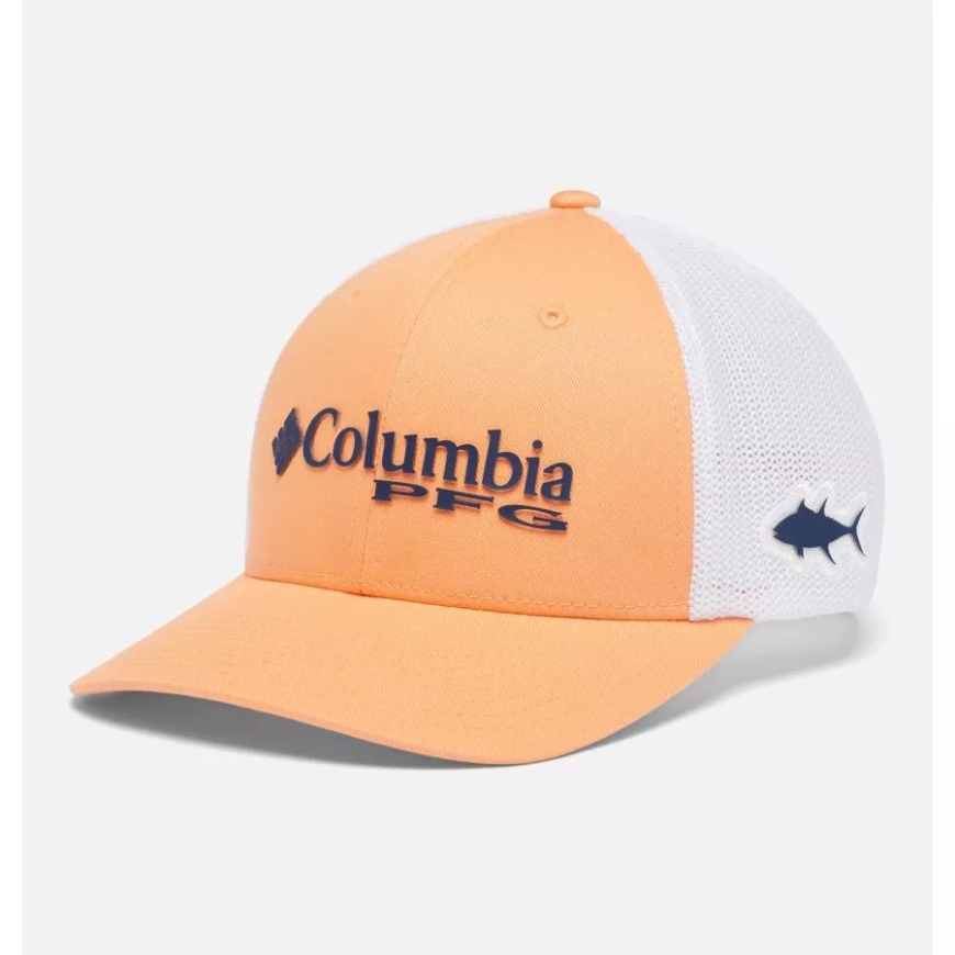 Pfg ロゴ メッシュ ボール キャップ ロー クラウン コロンビア ブライト ネクター/ホワイト