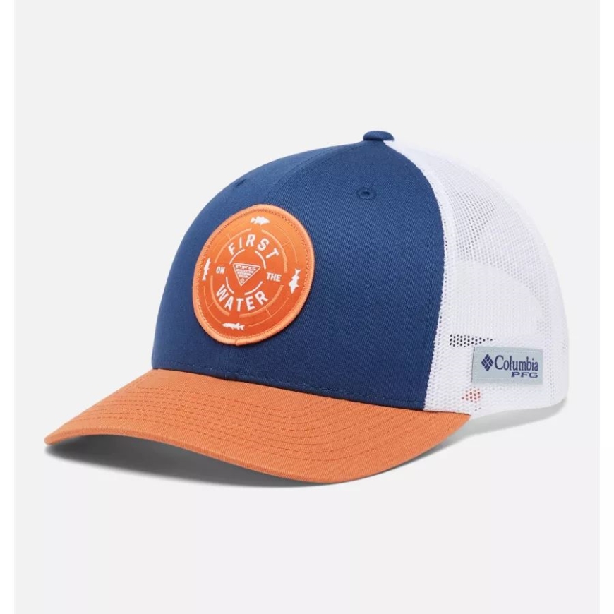 Pfg パッチ メッシュ スナップバック ハイクラウン カーボン/アイランドオレンジ/淡水 Fotw コロンビア