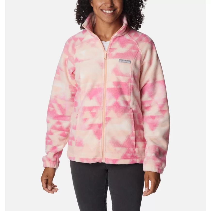 ピーチ ブロッサム/ディスタント ピークス コロンビア レディース ベントン スプリングス プリント フルジップ フリース ジャケット