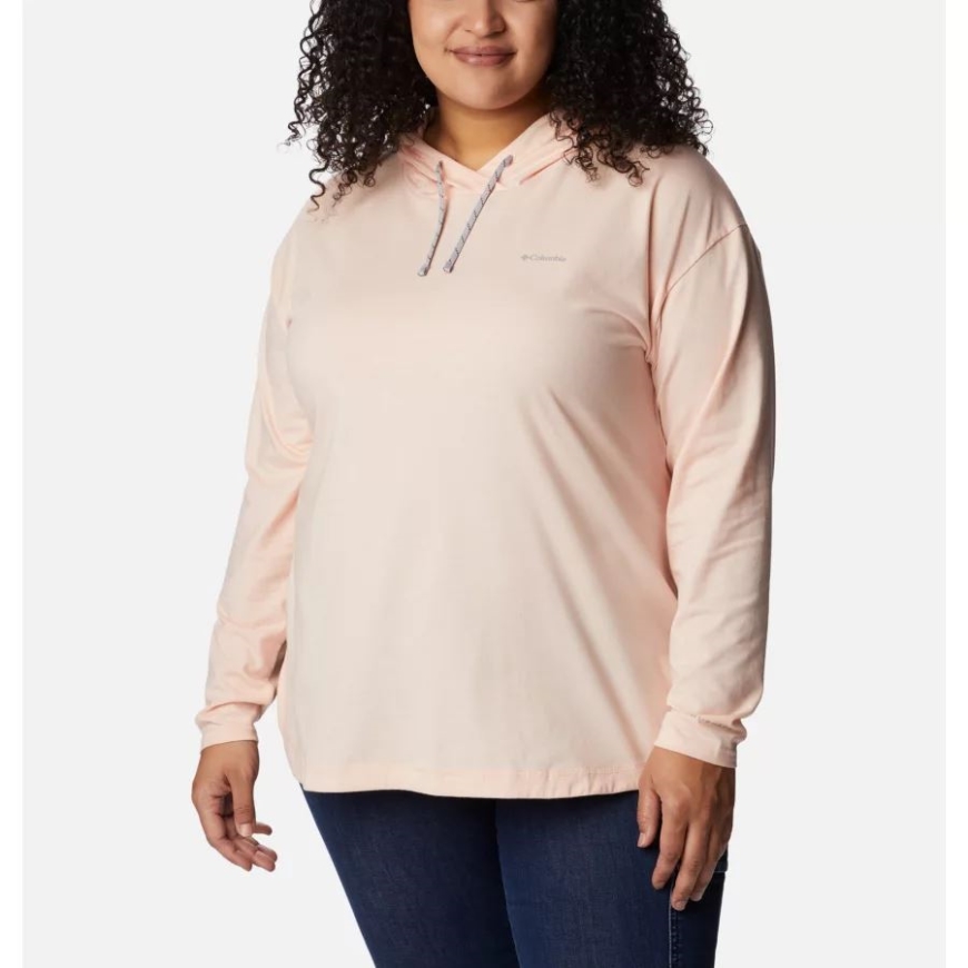 ピーチ ブロッサム ヘザー コロンビア レディース サン トレック フード付きプルオーバー プラスサイズ
