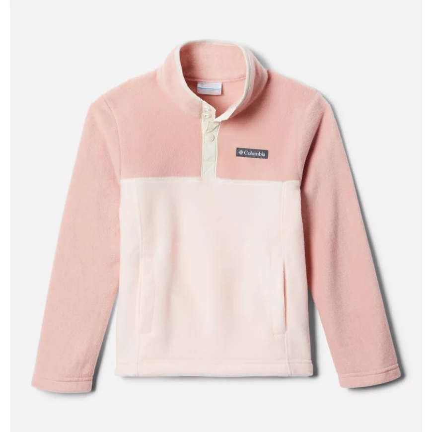 ピーチ クォーツ/フェイク ピンク コロンビア ボーイズ スティーンズ マウンテン 1/4 スナップ フリース プルオーバー