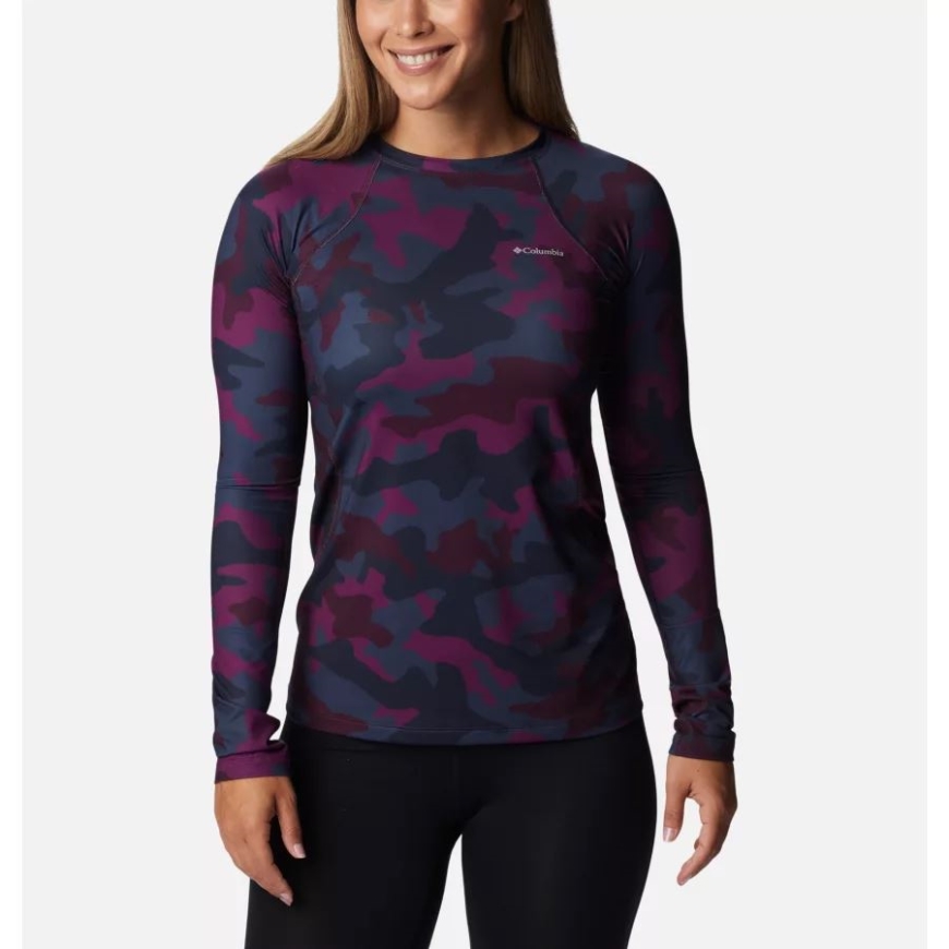プラム トラッド カモ コロンビア ウィメンズ ミッドウェイト ベースレイヤー クルー