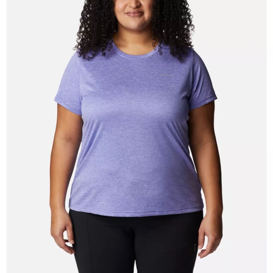 パープル ロータス ヘザー コロンビア レディース コロンビア ハイク 半袖クルー シャツ プラスサイズ
