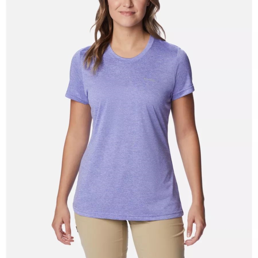 パープル ロータス ヘザー レディース コロンビア ハイク ショート スリーブ クルー シャツ コロンビア