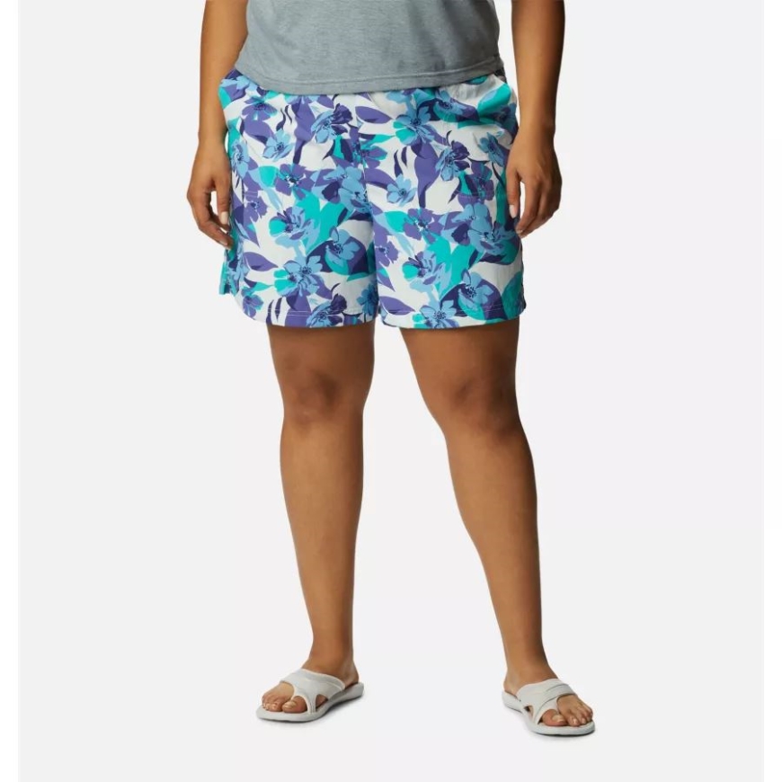 パープル ロータス/ポップ フローラ コロンビア レディース サンディ リバー II プリント ショーツ プラスサイズ