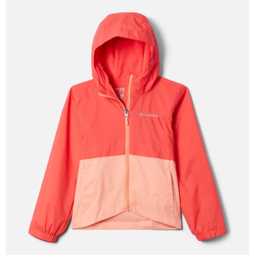 レッド ハイビスカス/コーラル リーフ コロンビア ガールズ レインジラ ジャケット