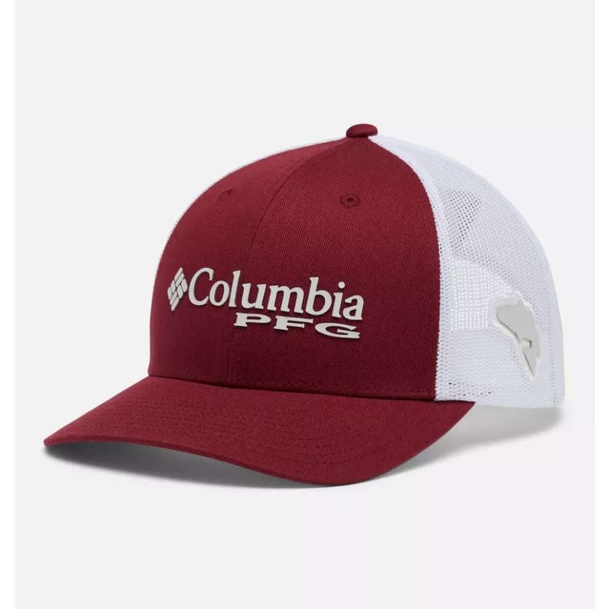 レッド ジャスパー/クール グレー/レッドフィッシュ Pfg ロゴ メッシュ スナップバック ミッド クラウン コロンビア