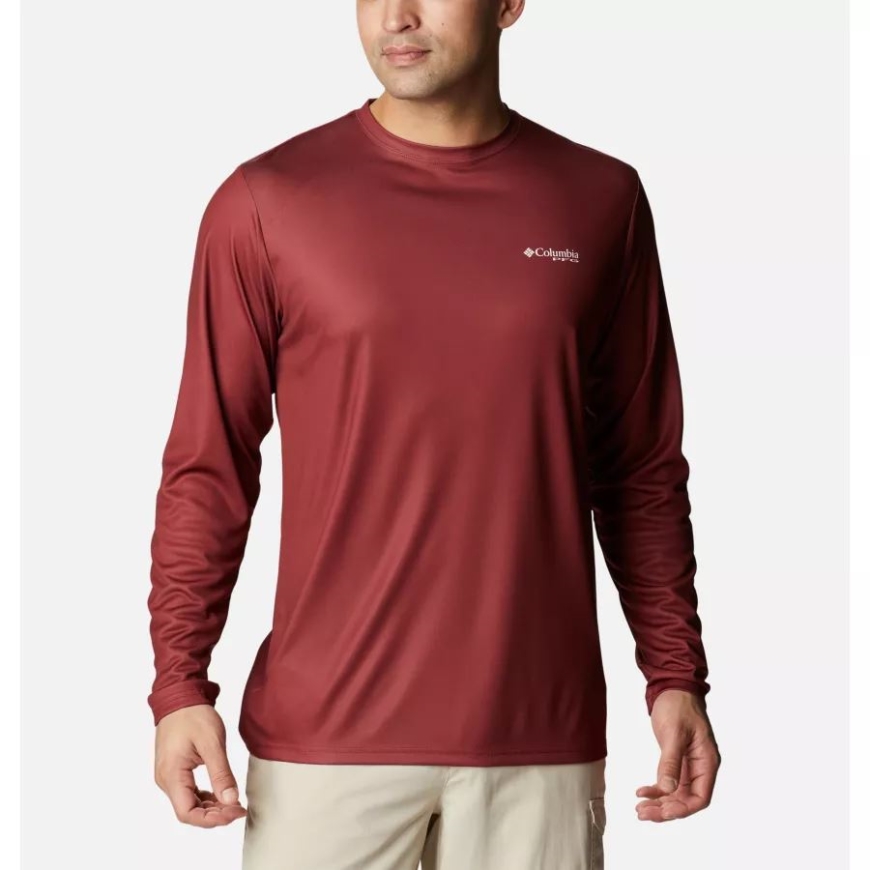 レッドジャスパー/ホワイトバス ルアー メンズ ターミナルタックル PFG フィッシュフラッグ 長袖シャツ コロンビア