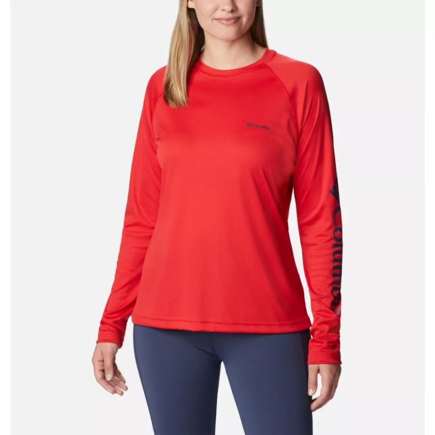 赤いユリ/夜行性ロゴ レディース フォーク ストリーム 長袖シャツ コロンビア