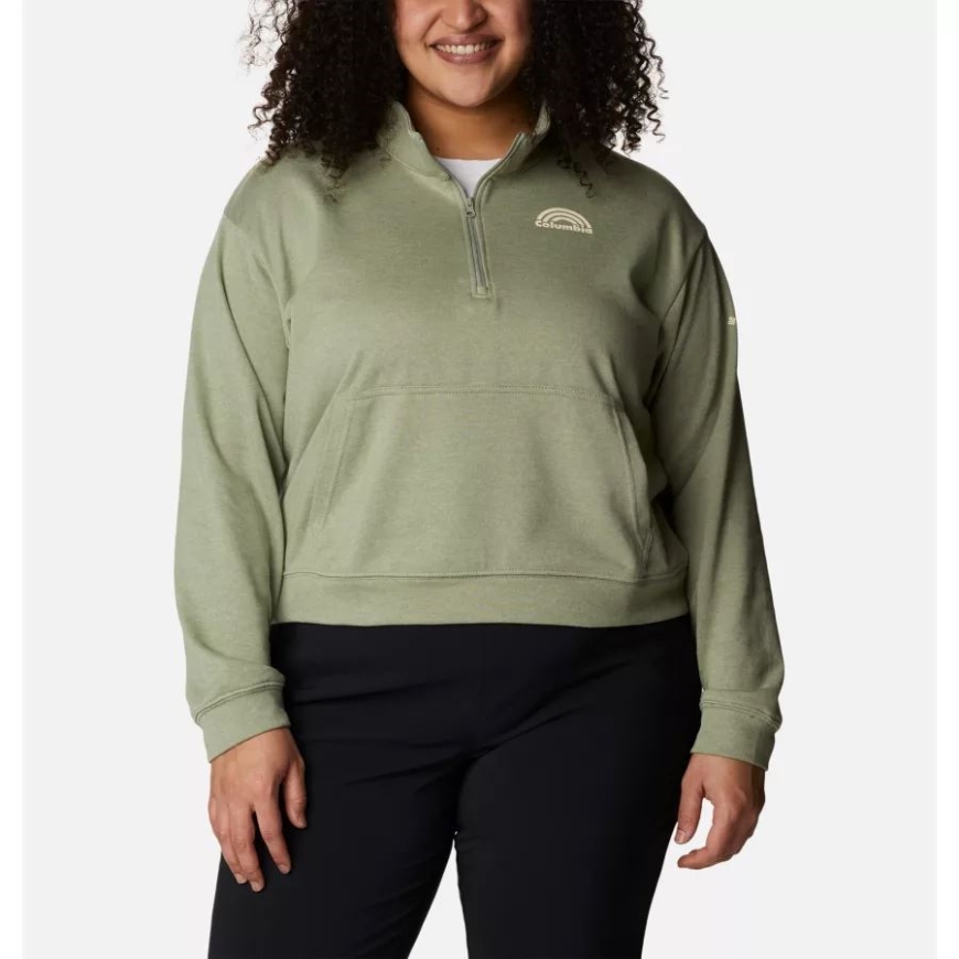 サファリ ヘザー/レインボー コロンビア レディース コロンビア トレック フレンチ テリー​​ ハーフジップ スウェットシャツ プラスサイズ