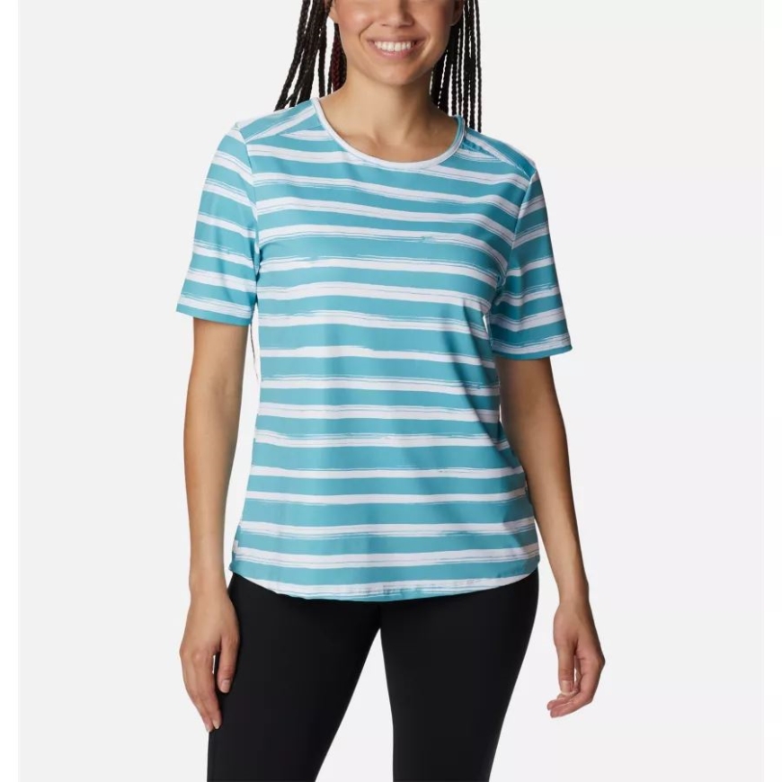 シー ウェーブ ブラッシュ ストライプ レディース チル リバー ショート スリーブ シャツ コロンビア