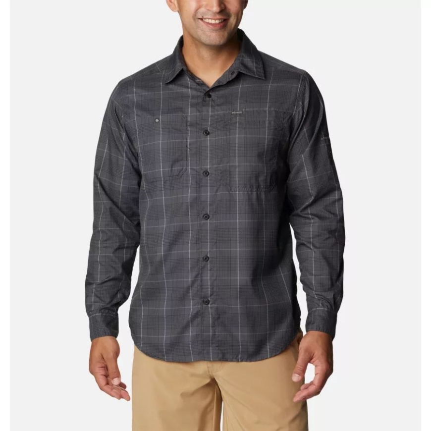 シャーク トレイル クロッシング チェック柄 メンズ シルバー リッジ ユーティリティ ライト チェック柄 長袖 シャツ コロンビア