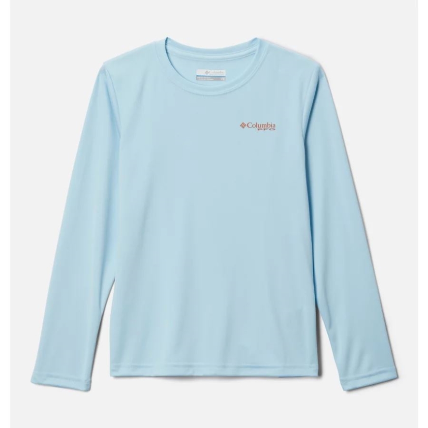 スプリング ブルー/アイランド オレンジ コロンビア ボーイズ Pfg ターミナル タックル フィッシュ フラッグ 長袖シャツ