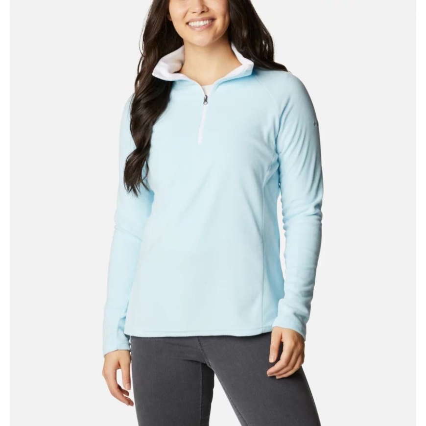 スプリング ブルー/ホワイト レディース グレイシャル Iv ハーフ ジップ フリース コロンビア