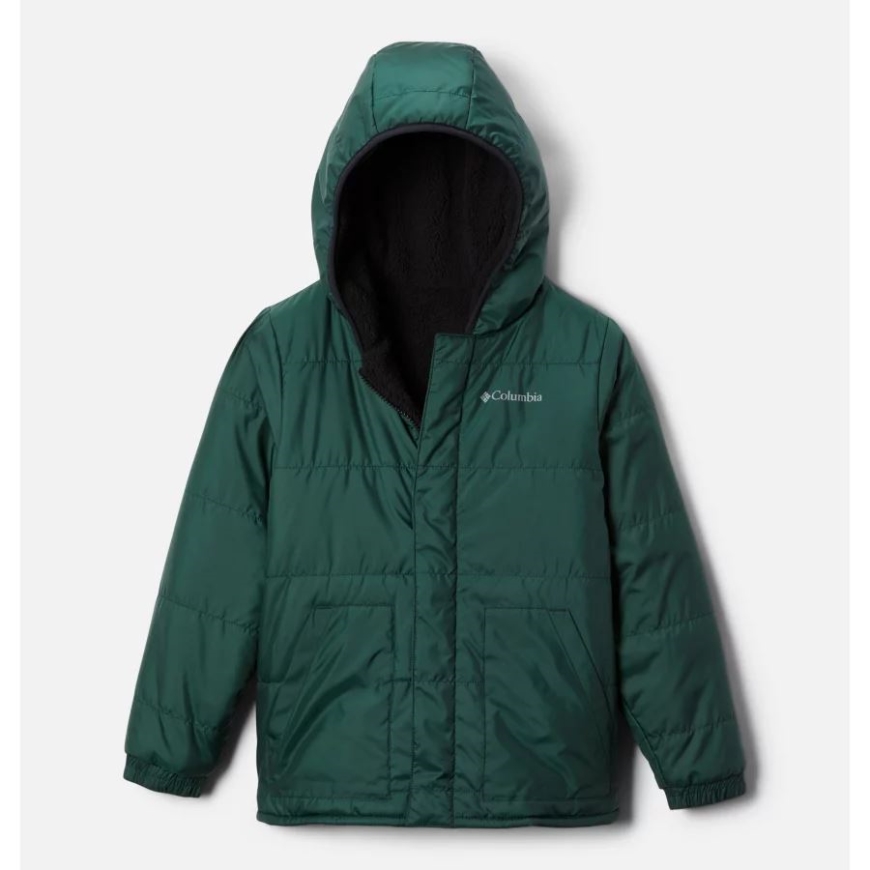 スプルース/ブラック コロンビア ボーイズ ビッグファー フード付き リバーシブル ジャケット