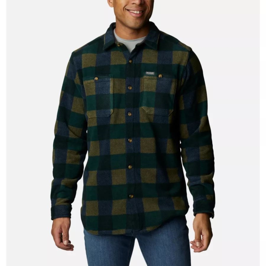 スプルースマルチチェックコロンビアメンズフレアガンフリースオーバーシャ​​ツ