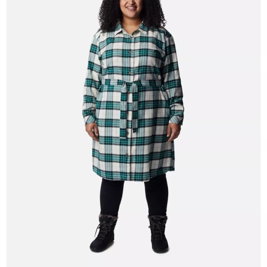 スプルース シンプル タータン レディース ヒイラギ ハイダウェイ フランネル ドレス プラスサイズ コロンビア