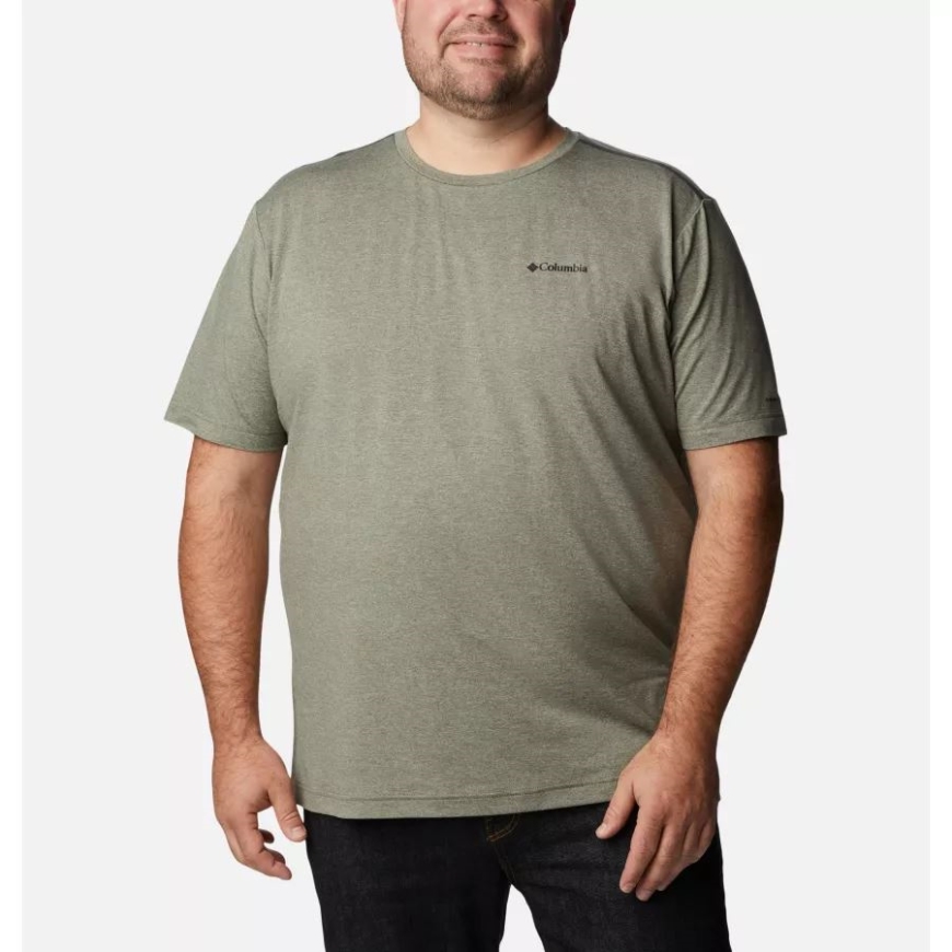 ストーン グリーン ヘザー コロンビア メンズ テック トレイル クルーネック シャツ ビッグ