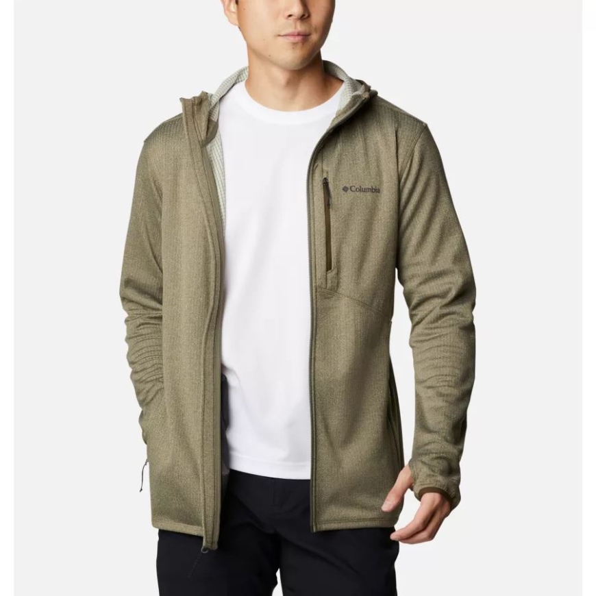 ストーン グリーン ヘザー/オリーブ グリーン メンズ パーク ビュー フル ジップ フリース パーカー コロンビア