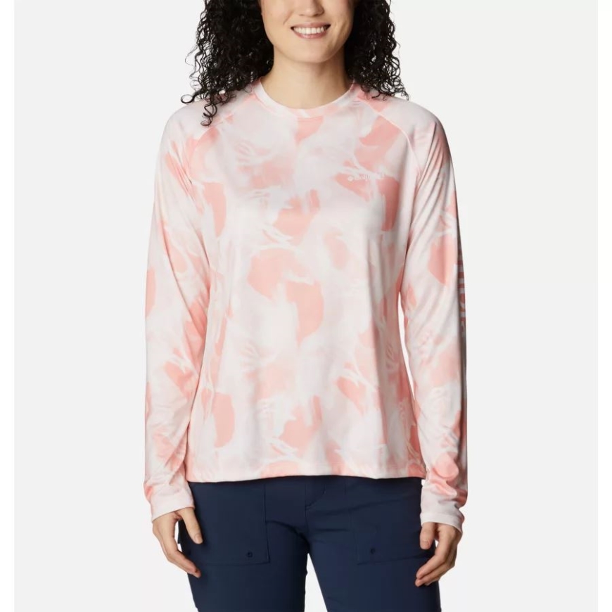 ティキ ピンク/オーロラス プリント レディース Pfg スーパー タイダル ティー ロング スリーブ コロンビア