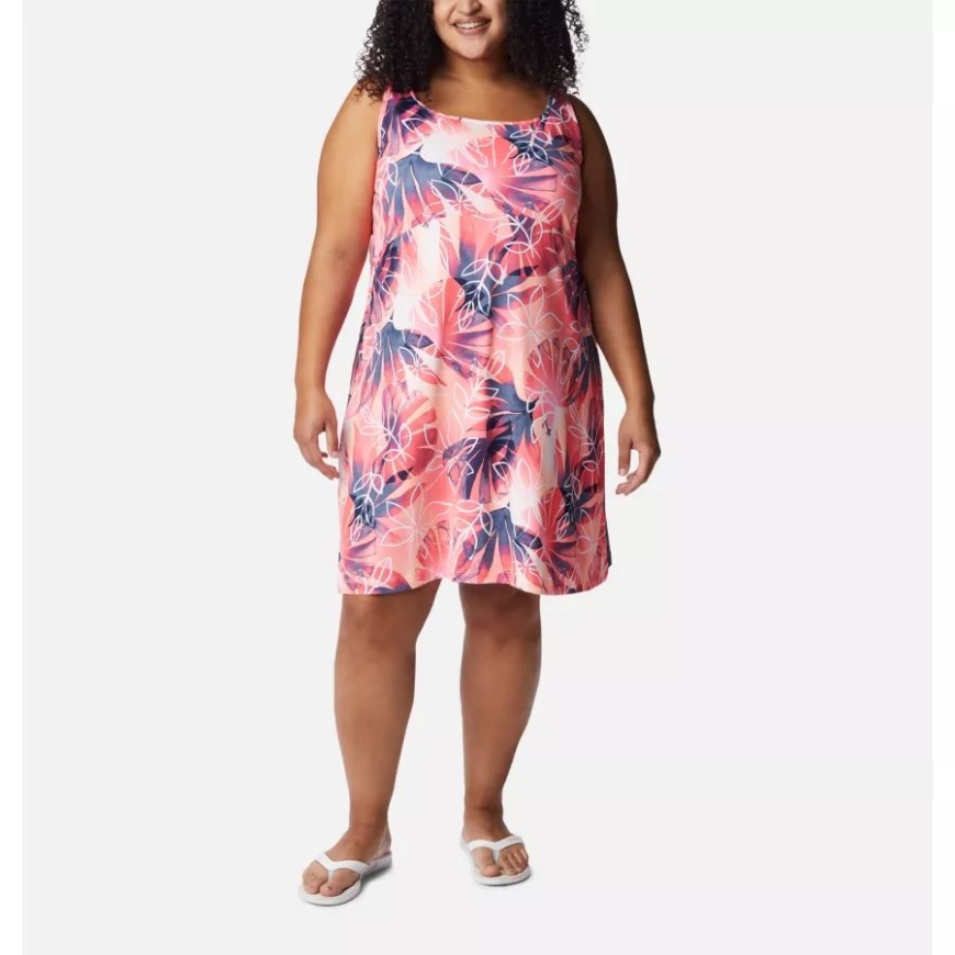 Tiki ピンク/shady Coves プリント レディース Pfg フリーザー Iii ドレス プラスサイズ コロンビア